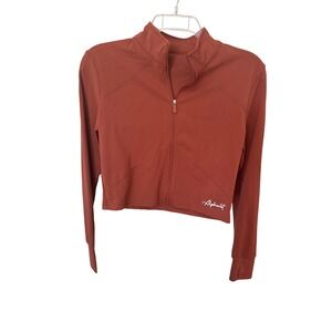 Alphalete Amplify Cropped Zip-up Jacket Thunder Brown‎ size S